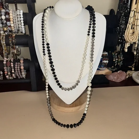 Charter Club Glass pearl and AB long Necklace - Picture 1 of 3